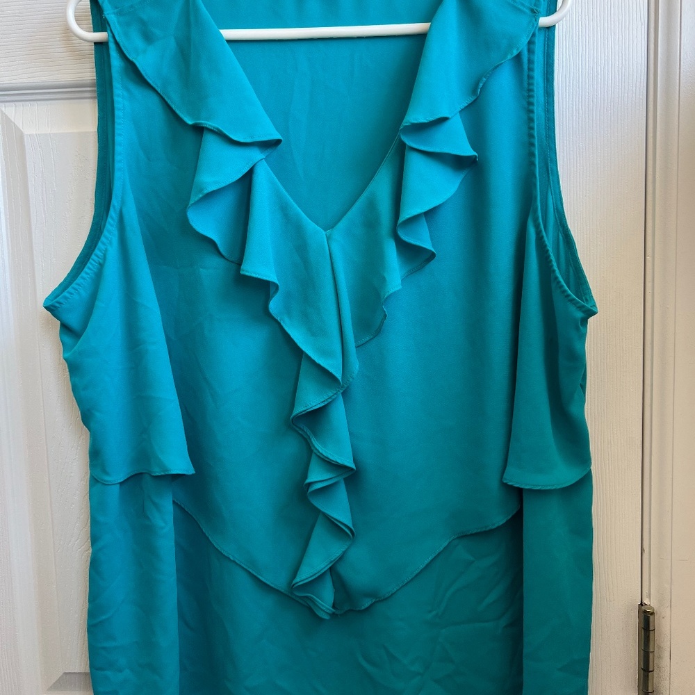 Teal Ruffle Tank Top